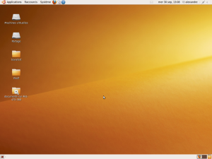  Capture d'écran de l'interface par défaut d'Ubuntu 9.10